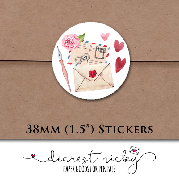 Love Letters Envelope Seals <br> Set of 30 Stickers
