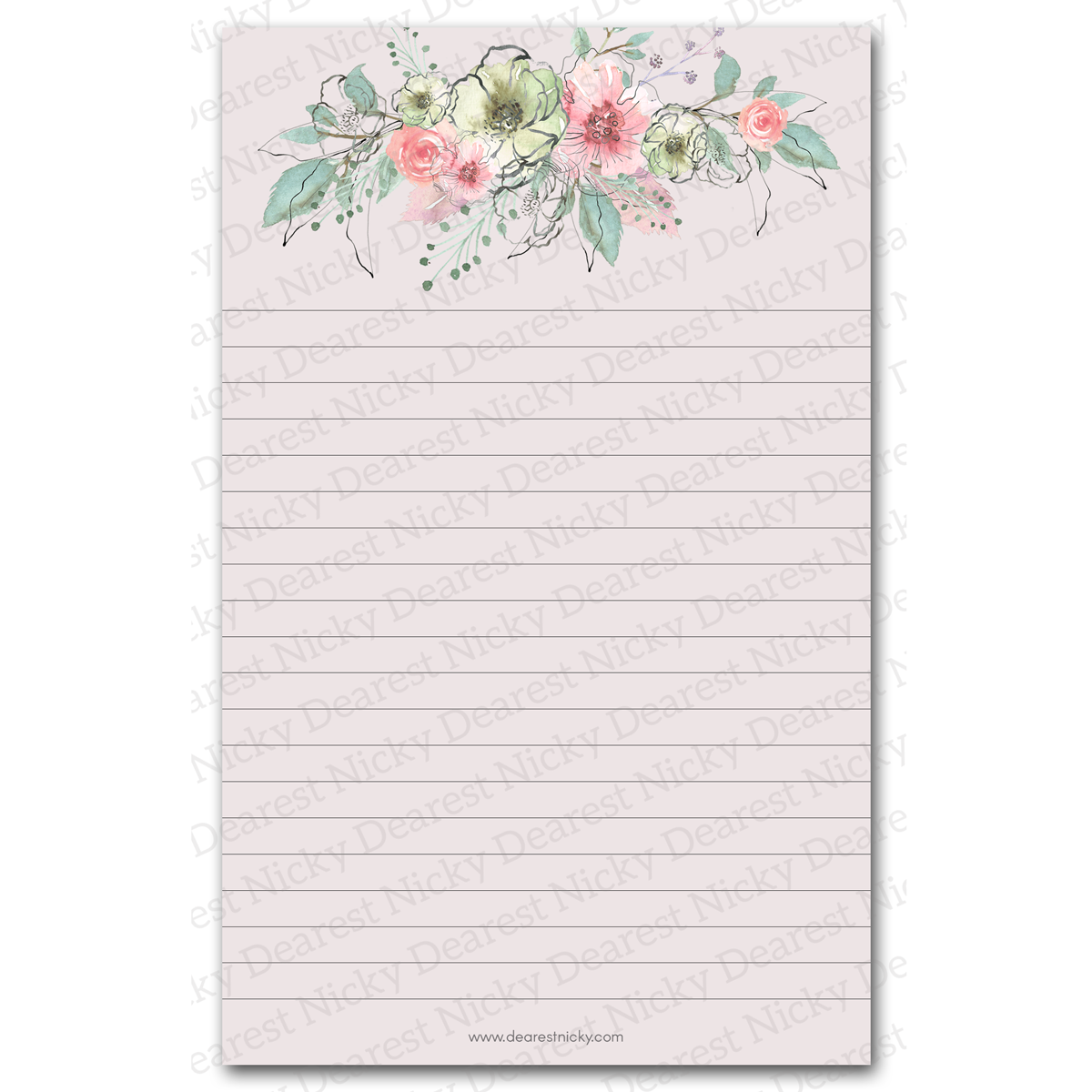 Papier à lettres floral mauve