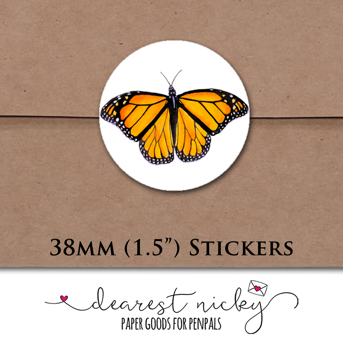 Monarch Butterflies Envelope Seals - Set of 30 Stickers