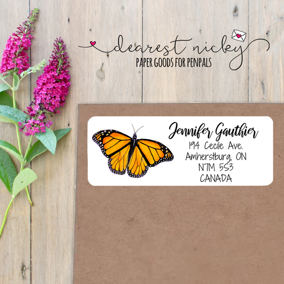 Monarch Butterflies Custom Return Address Labels Set of 30