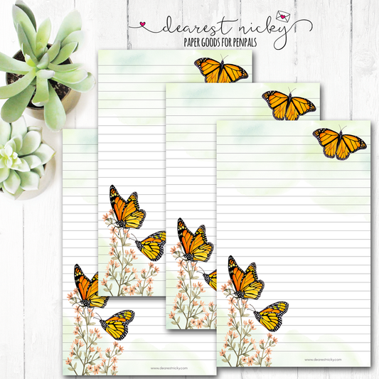 Monarch Butterflies Letter Writing Paper