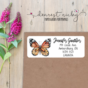 Monarch Butterfly Custom Return Address Labels Set of 30