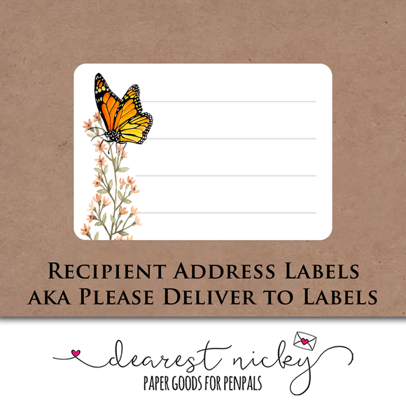 Monarch Butterflies Mailing Address Labels <br> Set of 16