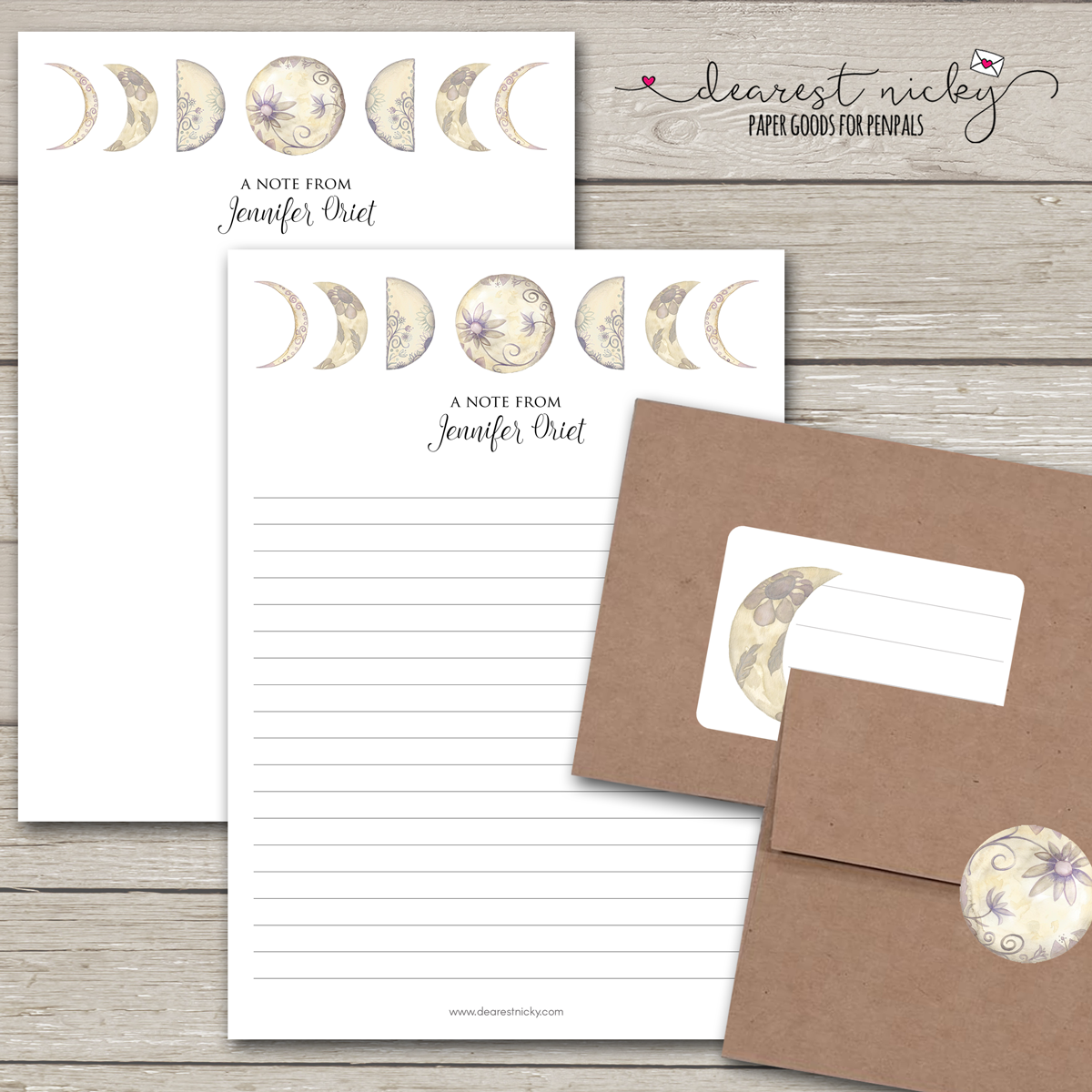 Moon Phases Mailing Address Labels - Set of 16