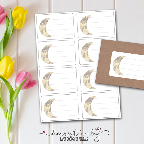 Moon Phases Mailing Address Labels <br> Set of 16