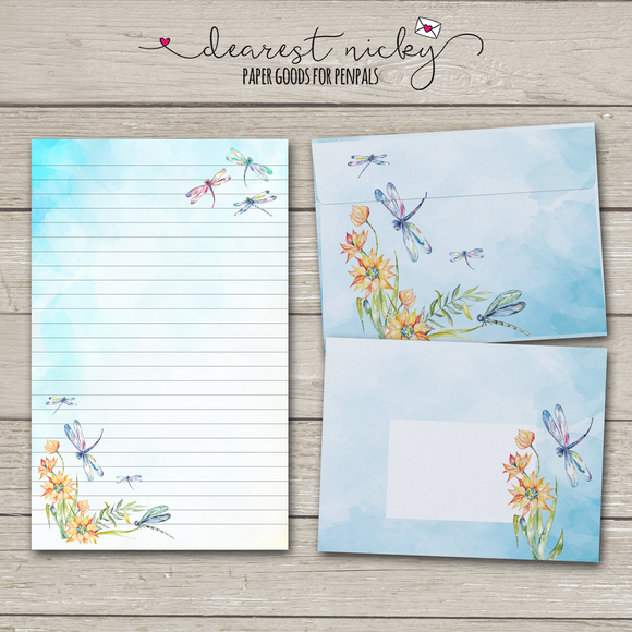 More Dragonflies Letter Writing Set with Matching Envelopes