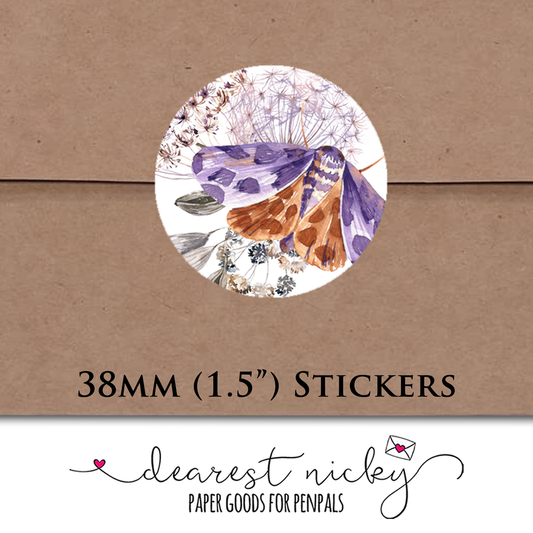 Moths Envelope Seals - Set of 30 Stickers