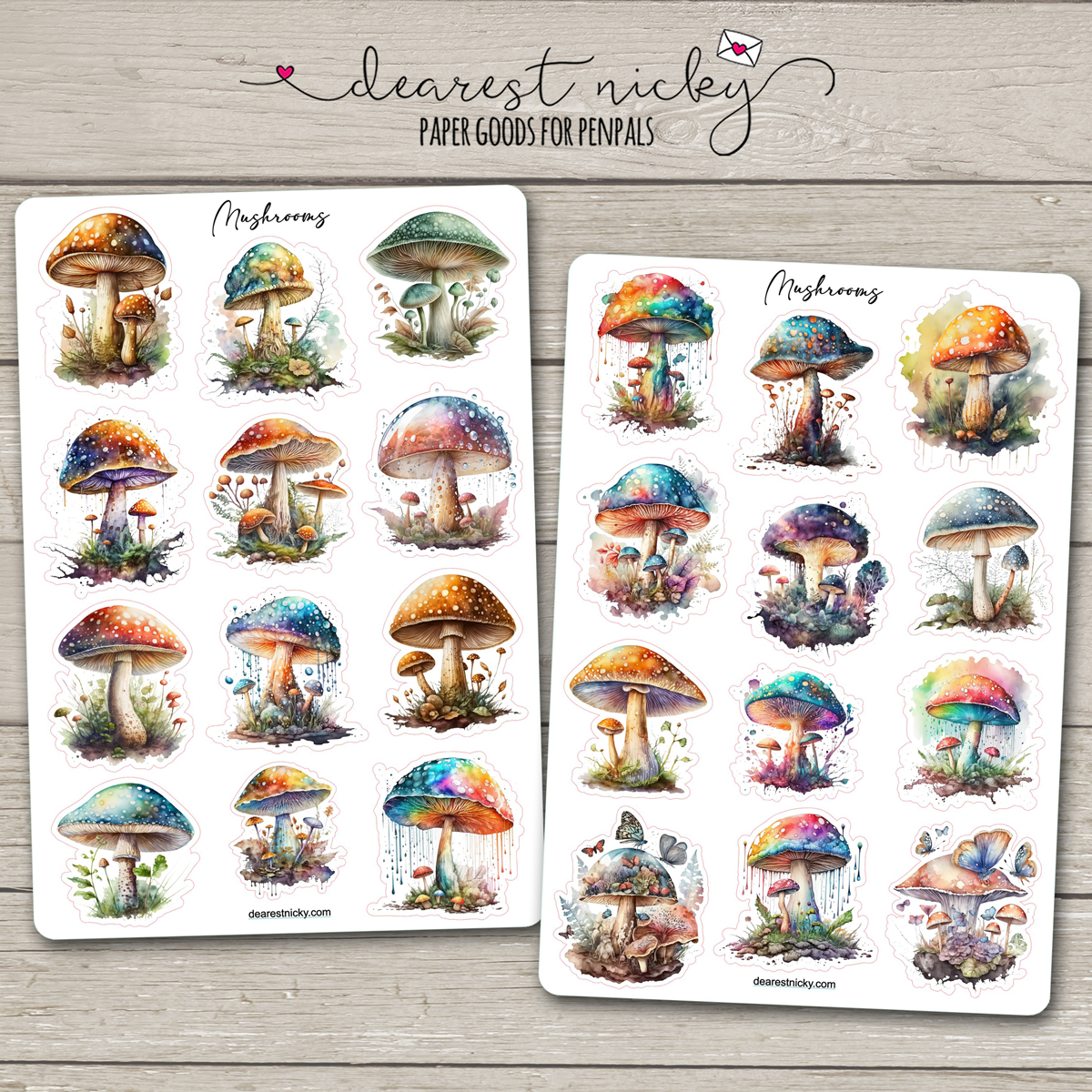 Mushrooms Stickers - 2 Sheets