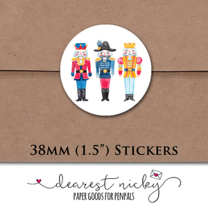 Nutcracker Trio Envelope Seals <br> Set of 30 Stickers