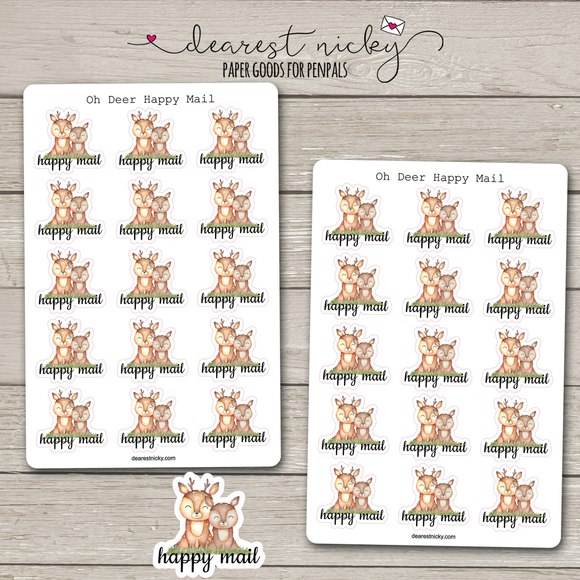 Oh Deer Happy Mail Stickers - 2 Sheets