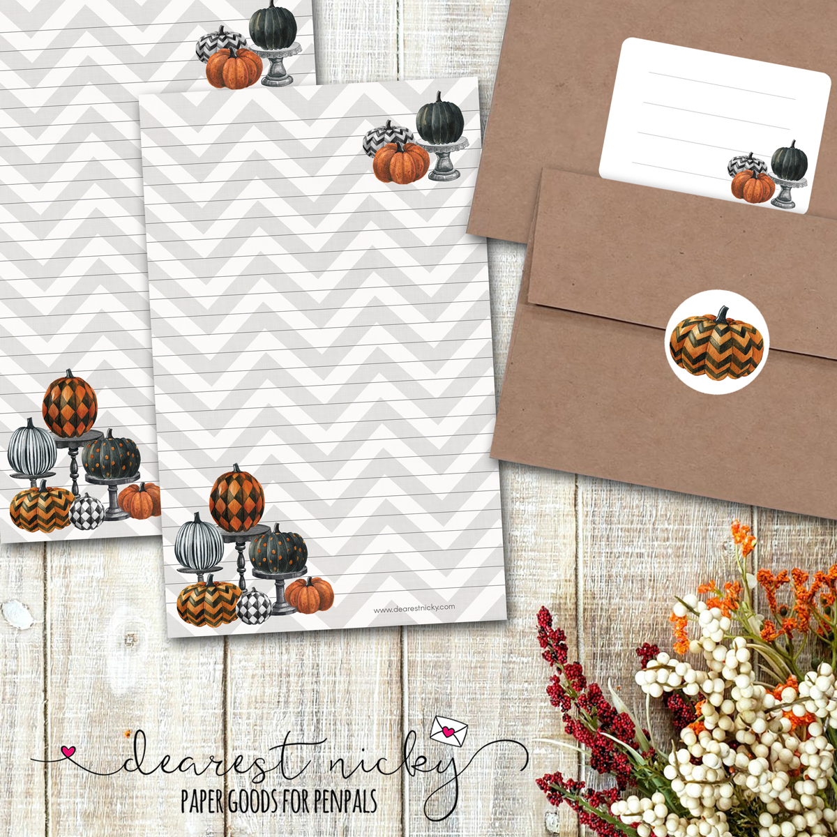 Painted Pumpkins Letter Writing Set