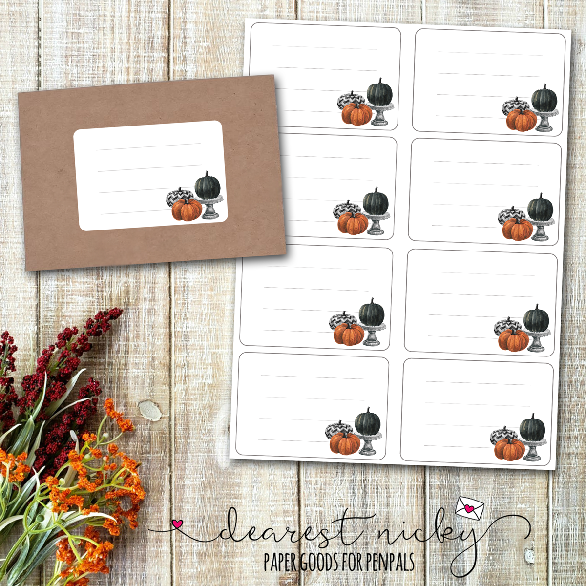 Painted Pumpkins Address Labels - Set of 16