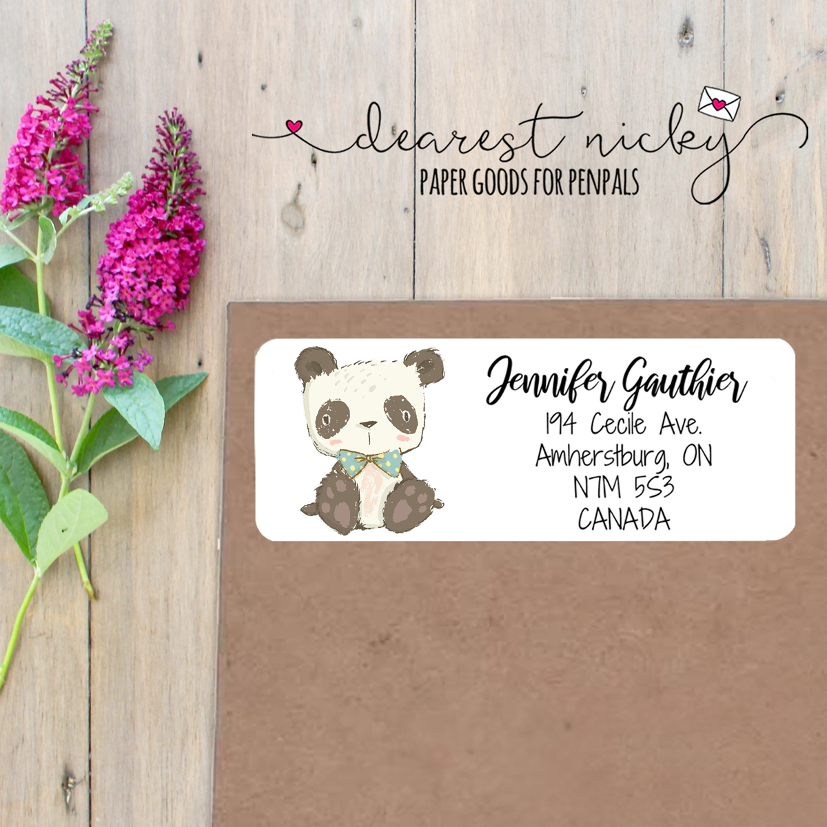 Cute Panda Custom Return Address Labels Set of 30