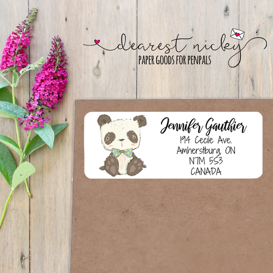 Cute Panda Custom Return Address Labels Set of 30