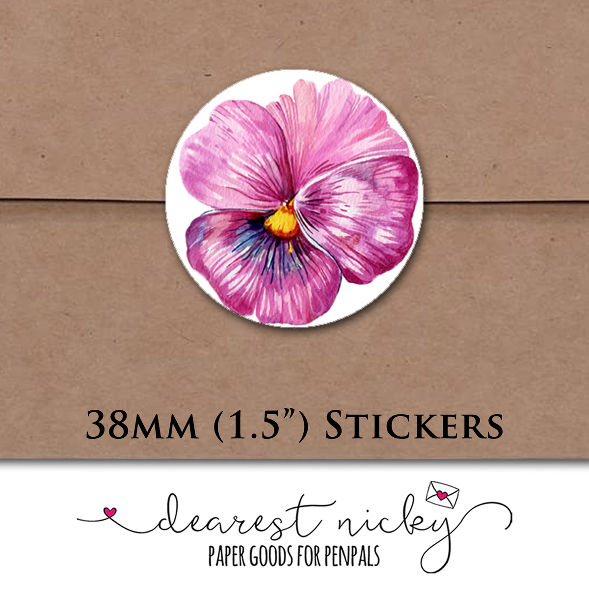 Pansies Envelope Seals - Set of 30 Stickers