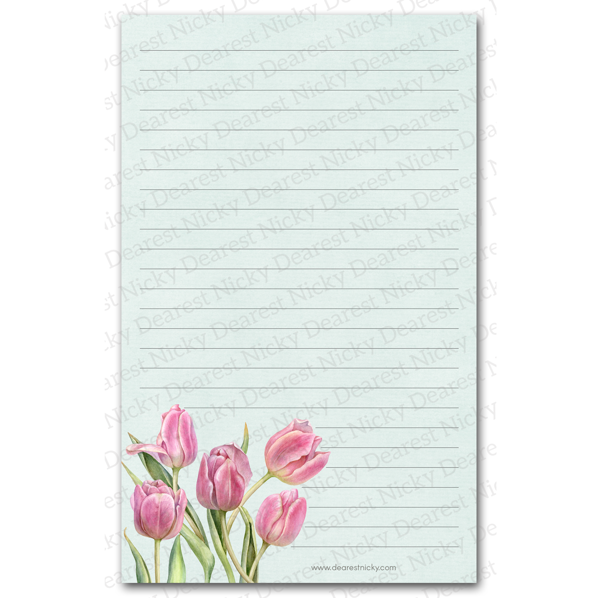 Papier à lettres avec tulipes roses