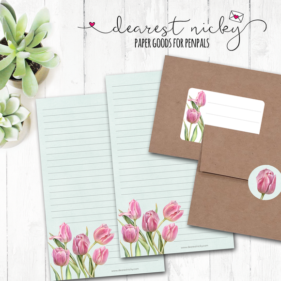 Pink Tulips Letter Writing Set