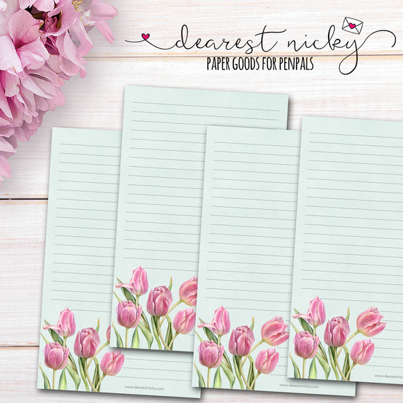 Pink Tulips Letter Writing Paper