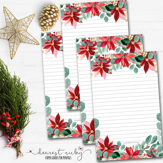 Poinsettia Frame Letter Writing Paper