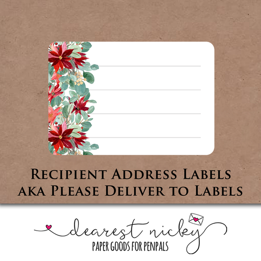 Poinsettia Frame Address Labels - Set of 16