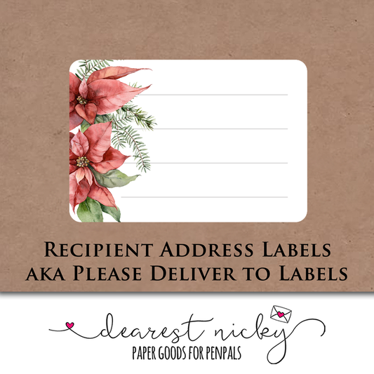 Poinsettias Address Labels - Set of 16