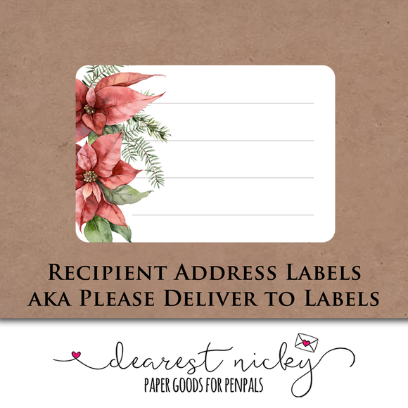 Poinsettias Address Labels <br> Set of 16
