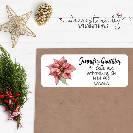 Poinsettias Custom Return Address Labels Set of 30