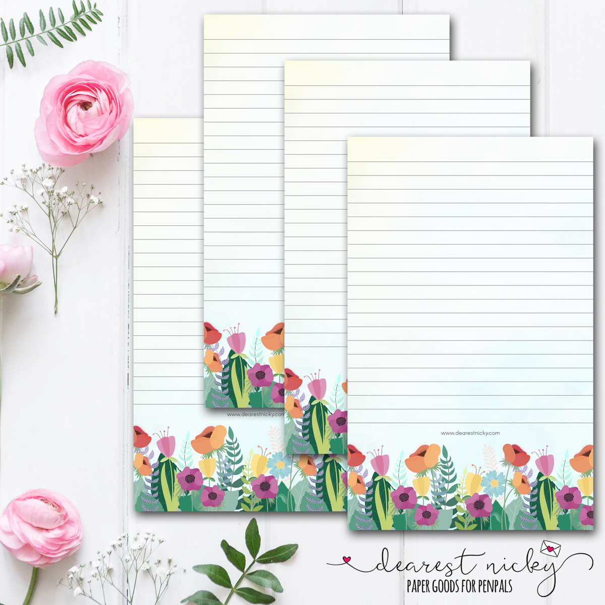 Poppy Garden Letter Writing Paper