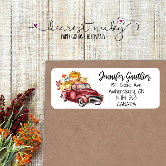 Pumpkin Harvest Custom Return Address Labels Set of 30