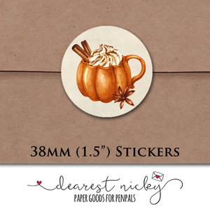 Pumpkin Spice Envelope Seals <br> Set of 30 Stickers