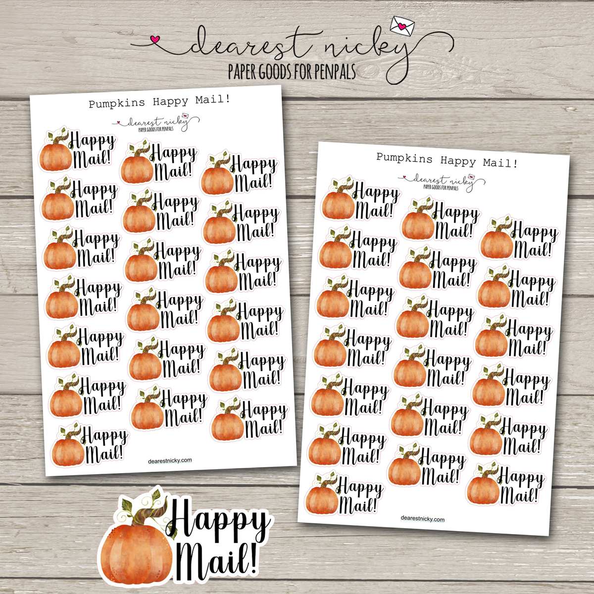 Pumpkins Happy Mail Stickers - 2 Sheets