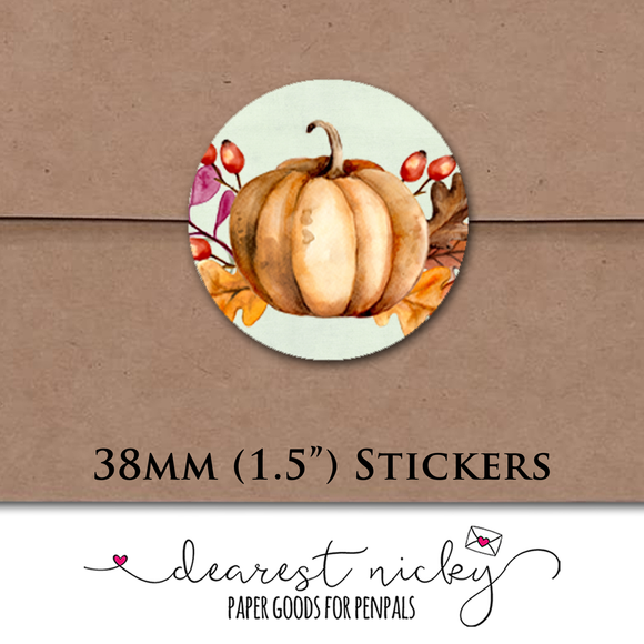 Pumpkins and Sunflowers Envelope Seals <br> Set of 30 Stickers