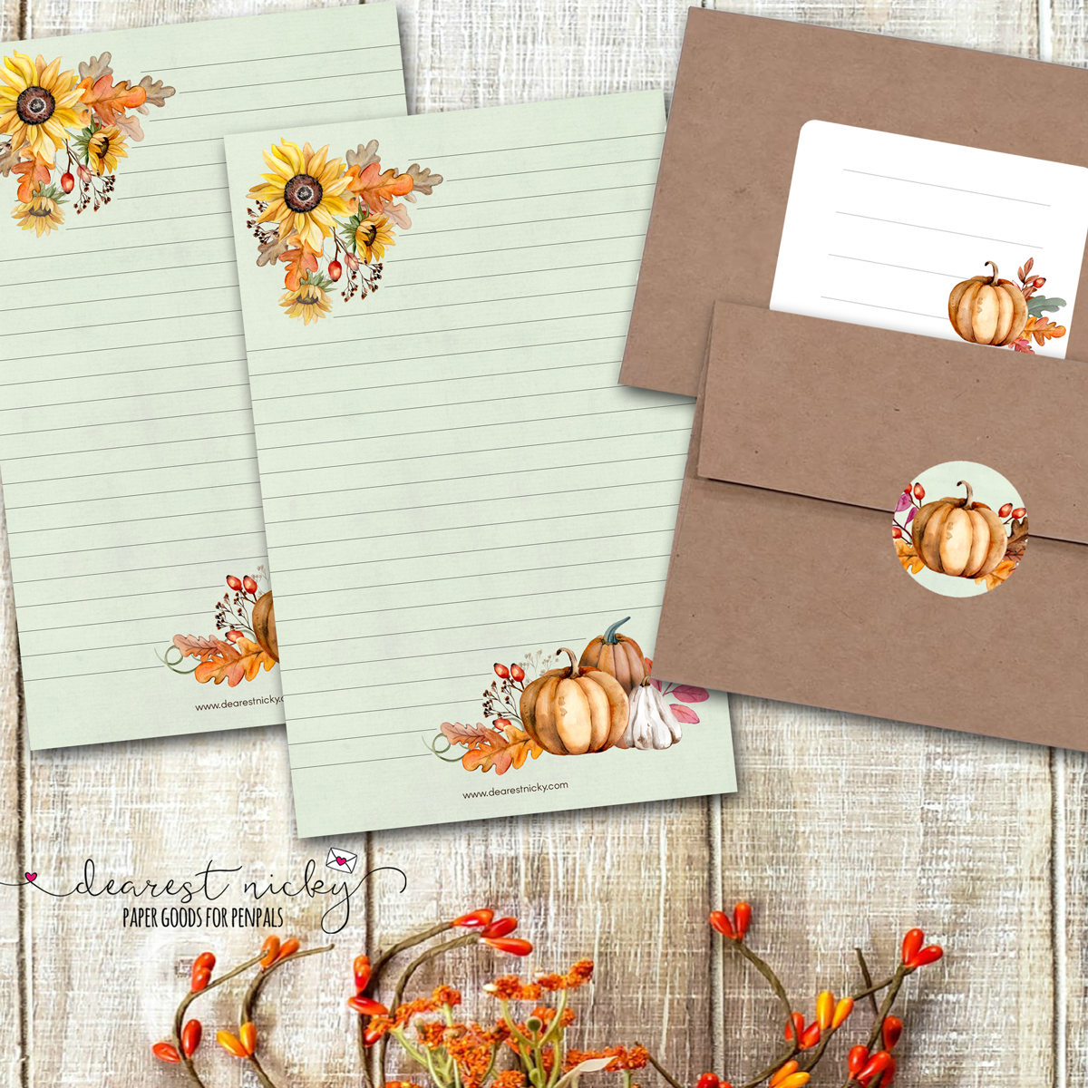 Pumpkins and Sunflowers Mailing Address Labels - Set of 16