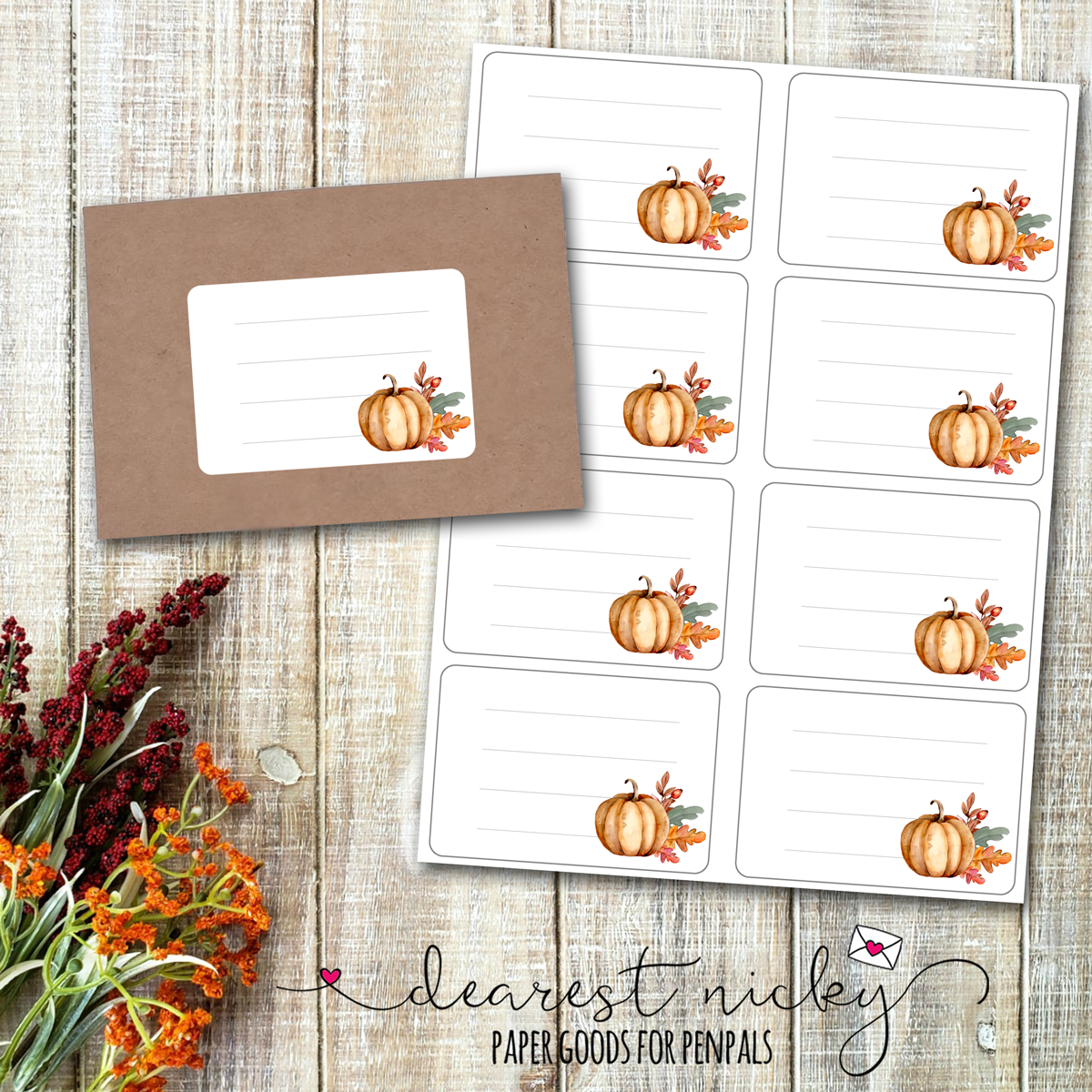 Pumpkins and Sunflowers Mailing Address Labels - Set of 16