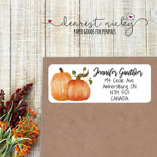 Pumpkins Custom Return Address Labels Set of 30