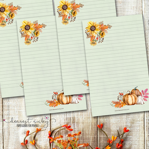 Pumpkins and Sunflowers Letter Writing Paper