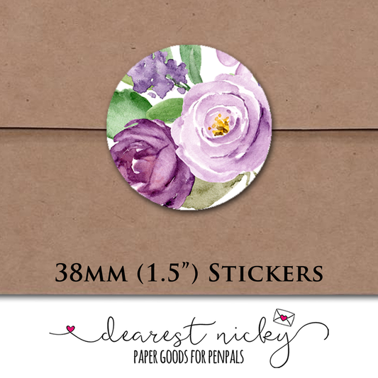 Sceaux d’enveloppe de bouquet violet<br> Lot de 30 autocollants