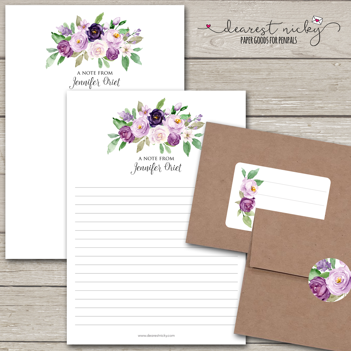 Purple Bouquet Mailing Address Labels - Set of 16