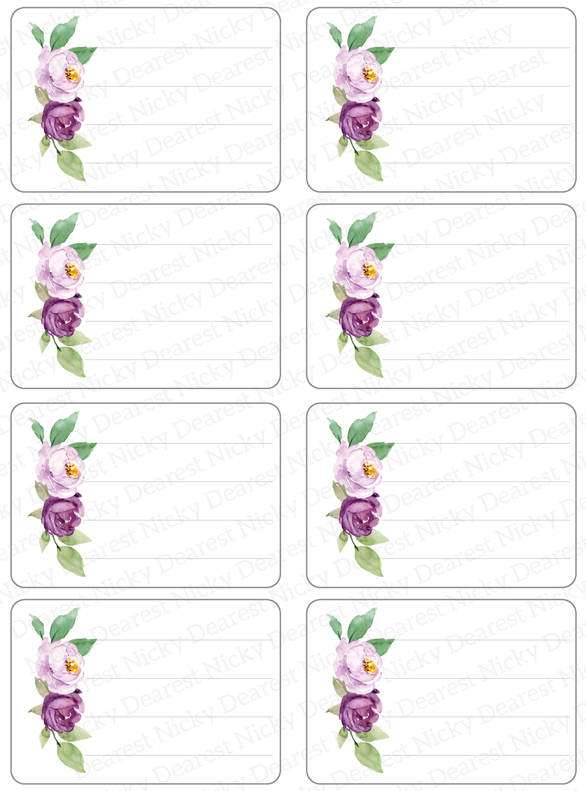 Purple Bouquet Mailing Address Labels - Set of 16