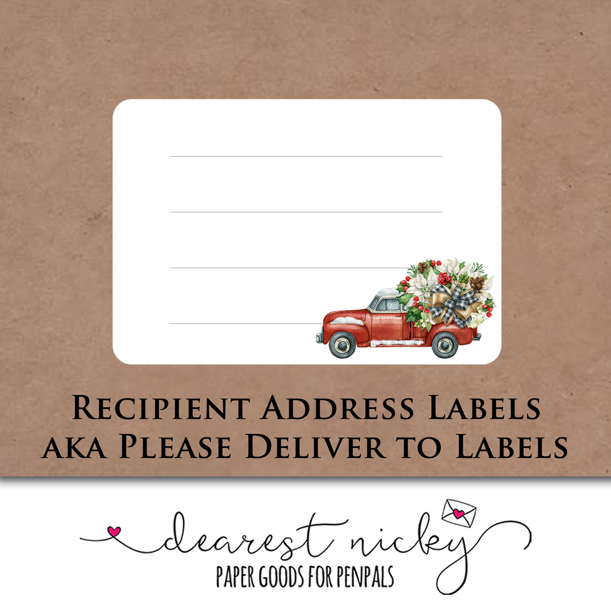 Red Truck Address Labels - Set of 16