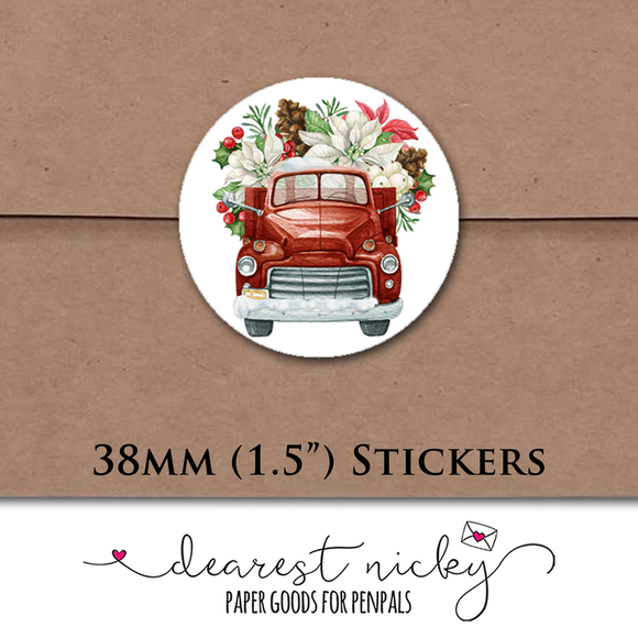 Red Truck Envelope Seals <br> Set of 30 Stickers