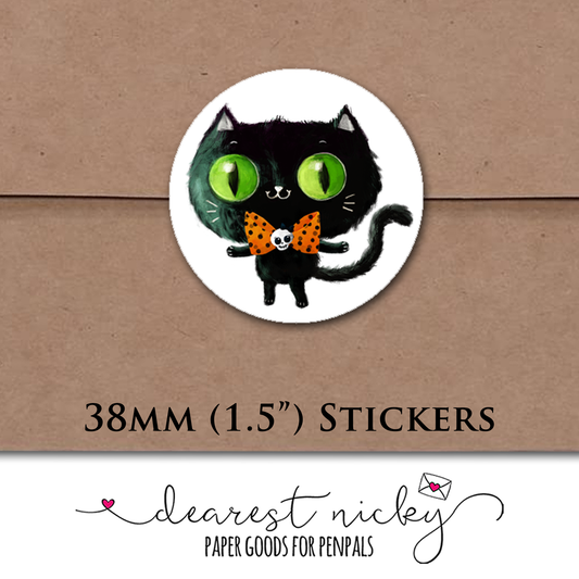 Rufus the Halloween Kitty Envelope Seals - Set of 30 Stickers