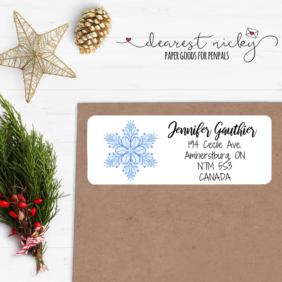 Snowflakes Custom Return Address Labels Set of 30