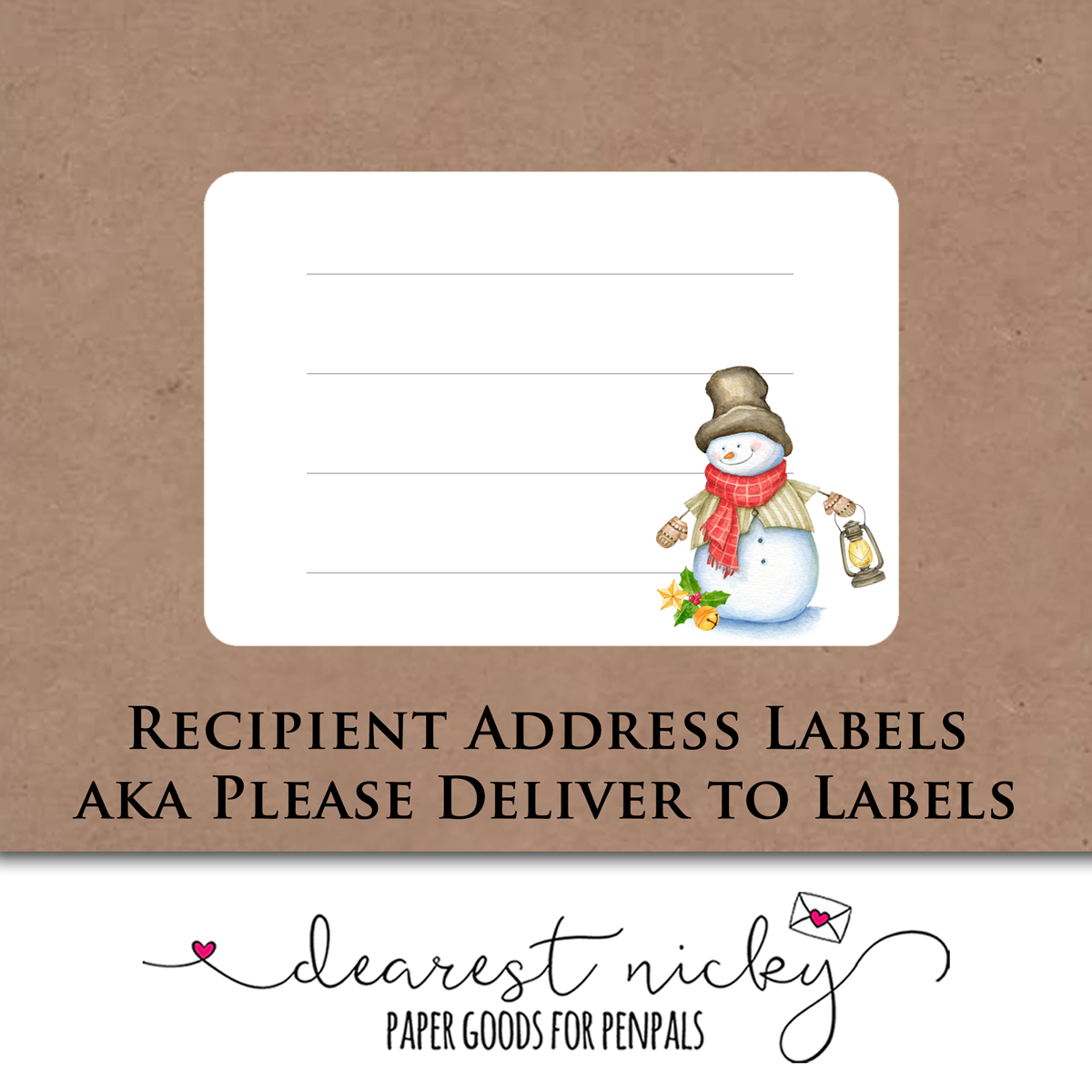 Snowman Address Labels - Set of 16