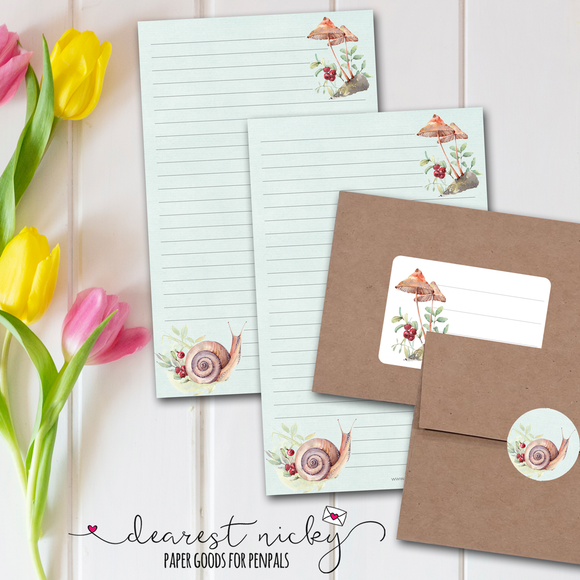 Snail and Toadstools Letter Writing Set