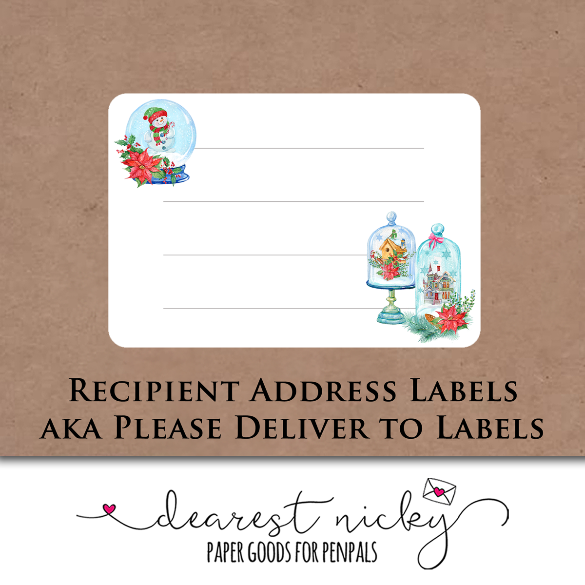 Snow Globes Address Labels - Set of 16