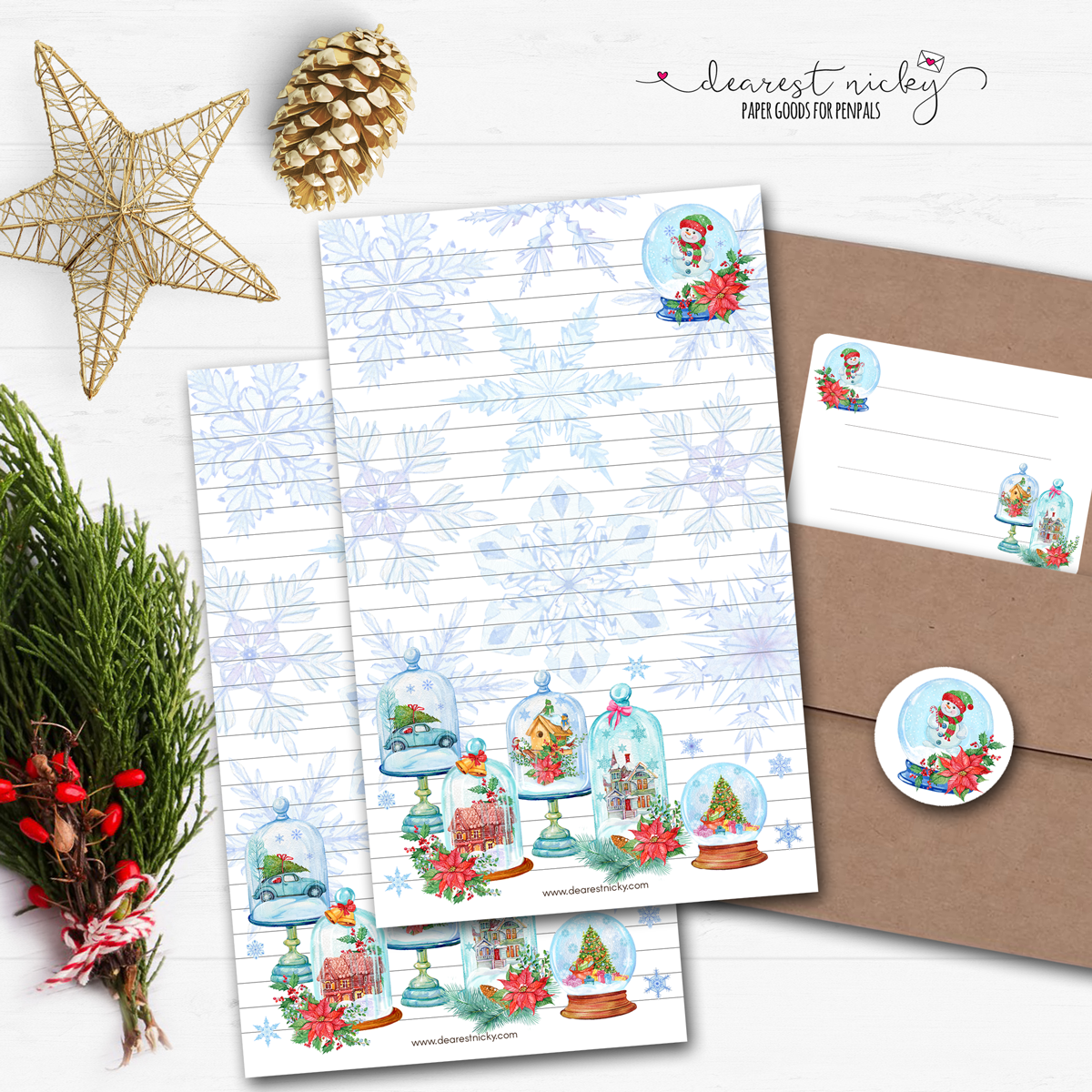 Snow Globes Letter Writing Set