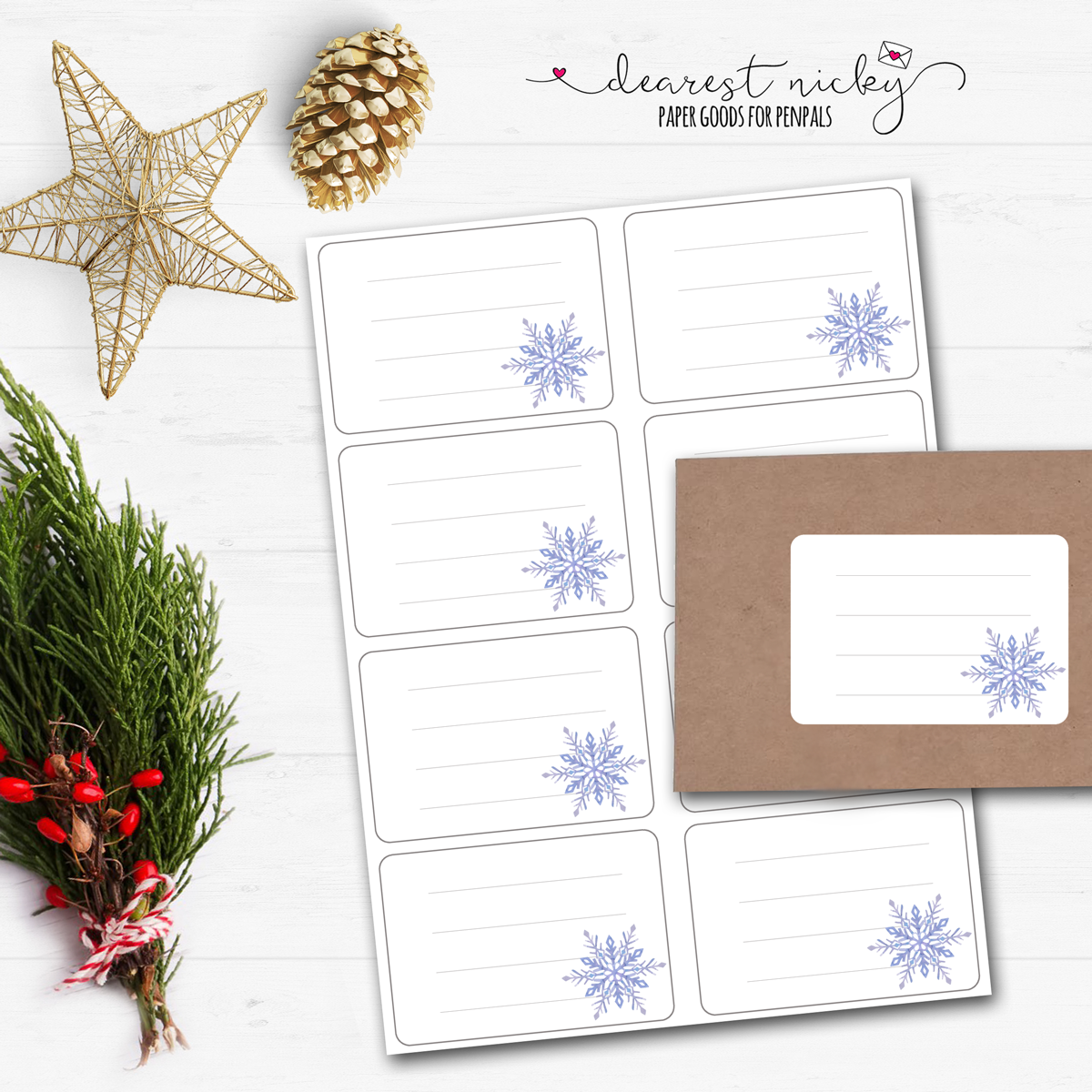 Snowflakes Mailing Address Labels - Set of 16