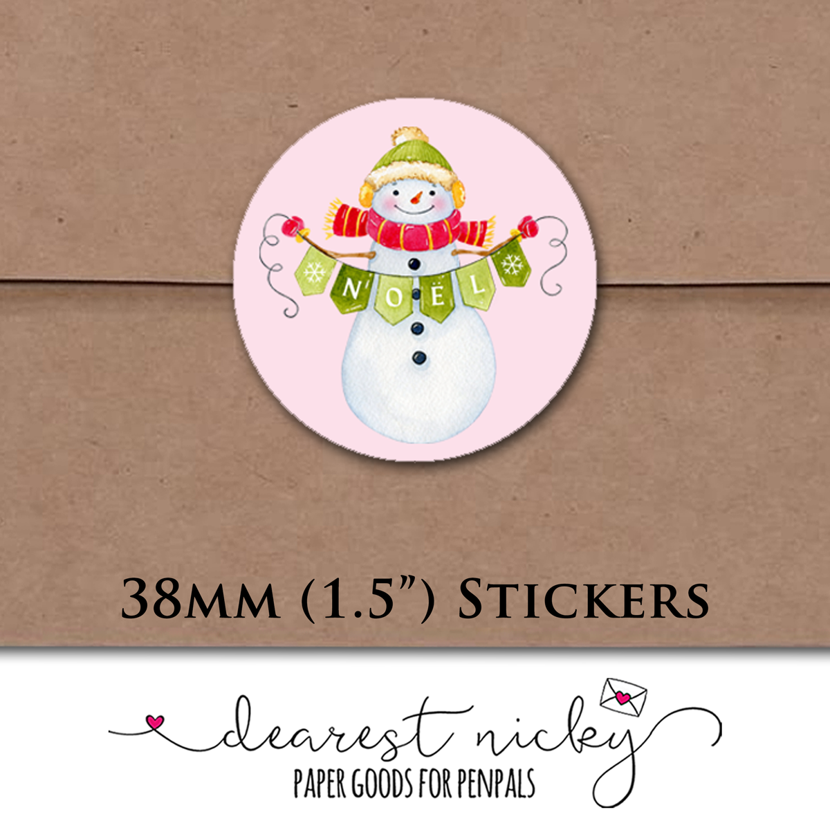 Snowman Trio Envelope Seals - Set of 30 Stickers