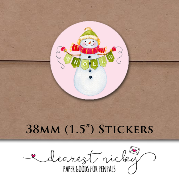 Snowman Trio Envelope Seals <br> Set of 30 Stickers